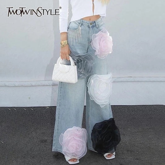 Women’s flower jeans