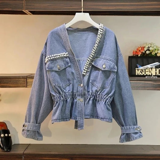 Womens beaded jeans jacket top